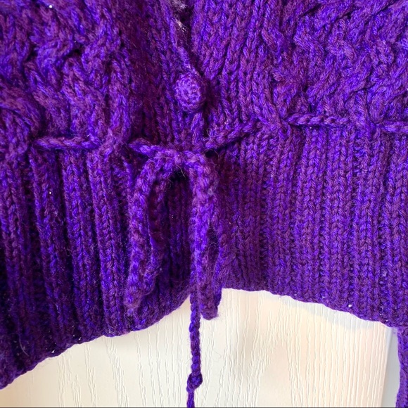 Vintage RAFIQUE 100% Wool V-Neck Woven Cardigan Sweater—SZ. Small - Picture 14 of 15